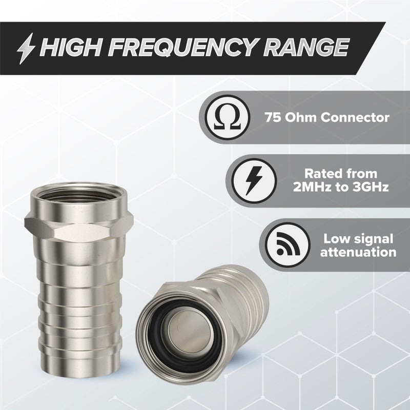 THE CIMPLE CO Coaxial Crimp Type Fitting/Connector - for RG6 Coax Cable - for Easy Installation (50 Pack) - Image 5